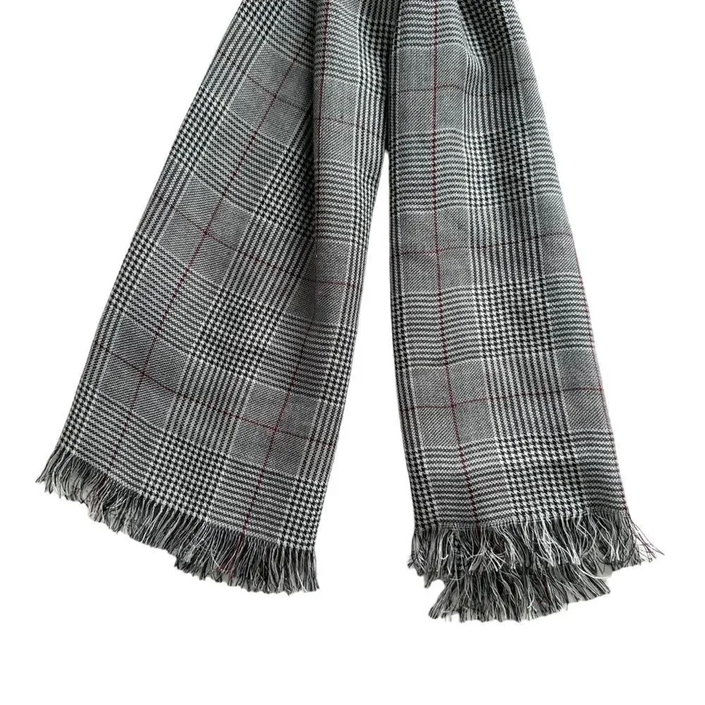 🔃H&M Men's Gray Plaid Patterned Scarf